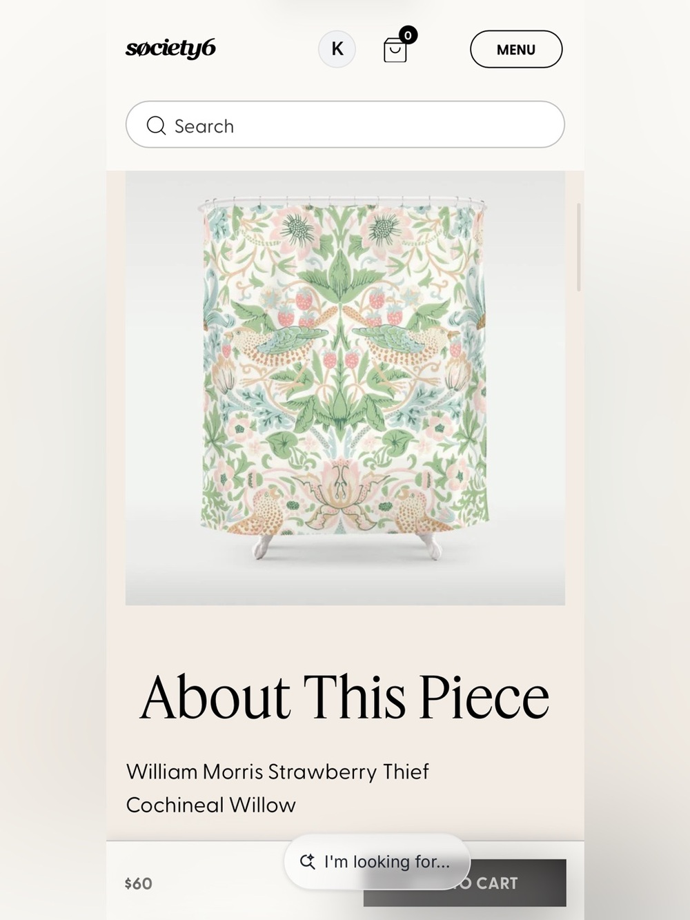Society6- William Morris Strawberry Thief Cochineal Willow